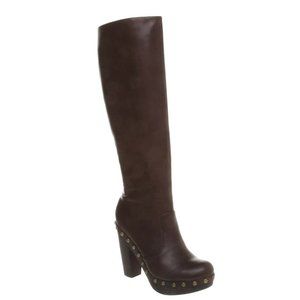 New Womens Office Evergreen Knee Boot Choc Leather Size EU  36